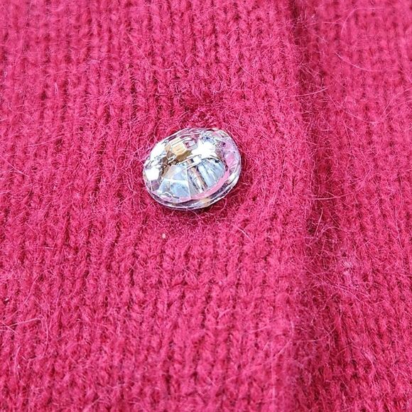 🔹️Apt 9 Burgundy Angora Blend Rhinestone Buttoned Cardigan Sweater Medium - Picture 6 of 9